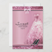 Parties scintillant rose Sweet sixteen Invitation  (Dos)