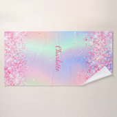 Parties scintillant rose vif violet fille holograp (Serviette de bain)