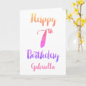 Parties scintillant rose violet 7e carte d'anniver (Fleur jaune)