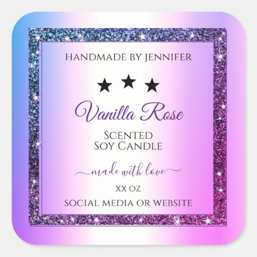 Parties scintillant rose violet dégradé Étiquettes (Devant)