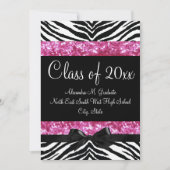 Parties scintillant rose Zebra Bow Invitation de d (Devant)