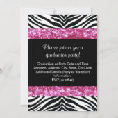 Parties scintillant rose Zebra Bow Invitation de d (Dos)