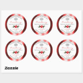 Parties scintillant rouge blanc Étiquette Rose log (Feuille)