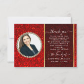 Parties scintillant rouge - Carte de remerciements (Devant)