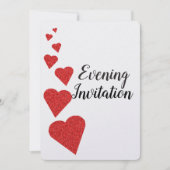 Parties scintillant rouge Coeurs soirée invitation (Devant)