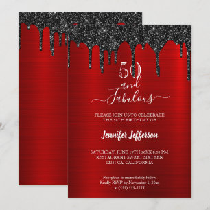 Parties scintillant rouge métallique Invitation d'