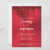 Parties scintillant rouge métallique Invitation d' (Devant)