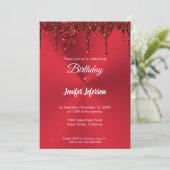 Parties scintillant rouge métallique Invitation d' (Debout devant)