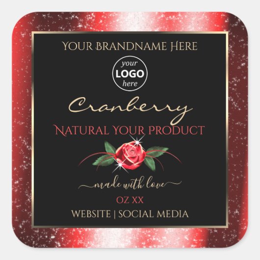 Parties scintillant rouge Noir Produit Étiquettes  (Devant)