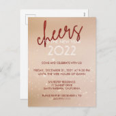 Parties scintillant Rouge Nouvel An Invitation de  (Devant / Derrière)