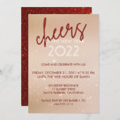 Parties scintillant Rouge Nouvel An Invitation de  (Devant / Derrière)