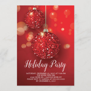 Parties scintillant Rouge Ornement Fête Invitation