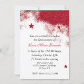 Parties scintillant rouge Quinceañera Invitation (Devant)