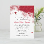 Parties scintillant rouge Quinceañera Invitation (Debout devant)