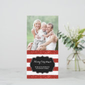Parties scintillant rouge rayures Joyeux Carte pho (Debout devant)
