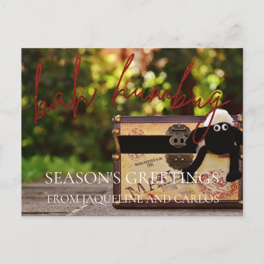 Parties scintillant Rouge Script Bah Humbug Carte  (Devant)