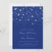 Parties scintillant Sapphire Invitations de mariag (Devant)