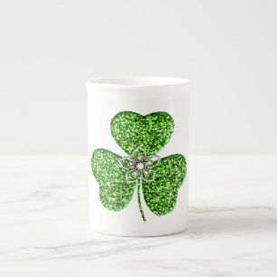 Parties scintillant Shamrock Et Os Fleur Chine Mug