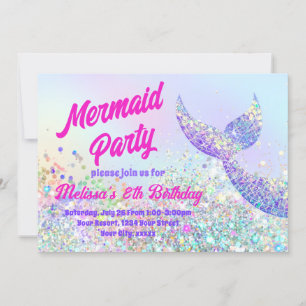 Parties scintillant sirène Anniversaire Invitation