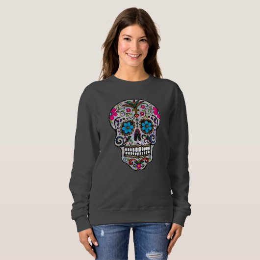 parties scintillant Sugar Skull femmes sweatshirt (Devant entier)