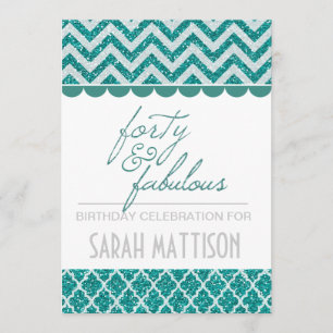 Parties scintillant Turquoise 40 ans et Invitation