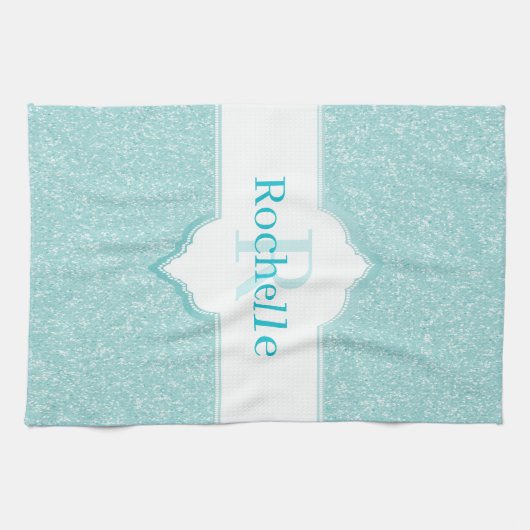 Parties scintillant turquoise Monogram Serviette d (Horizontal)
