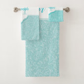 Parties scintillant turquoise Monogram Serviettes (En situation)
