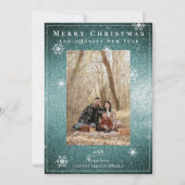 Parties scintillant turquoise Snowflakes Carte pho (Devant)