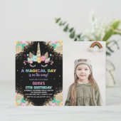 Parties scintillant Unicorn Invitations d'annivers (Debout devant)