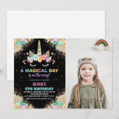 Parties scintillant Unicorn Invitations d'annivers (Devant / Derrière)