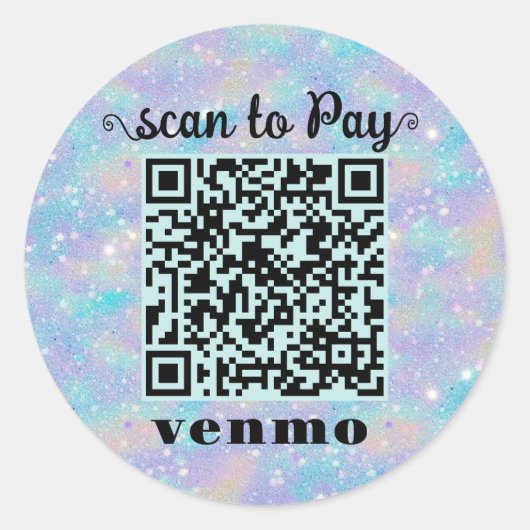 Parties scintillant Venmo QR code rond Sticker (Devant)