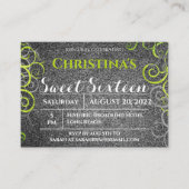 Parties scintillant verte et argentée Invitation d (Devant)