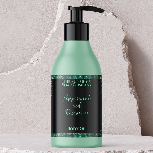 Parties scintillant verte et Étiquette de bouteill