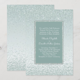 Parties scintillant verte et Faire-part de mariage