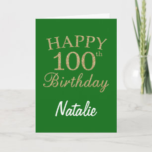 Parties scintillant verte et or 100e carte d'anniv
