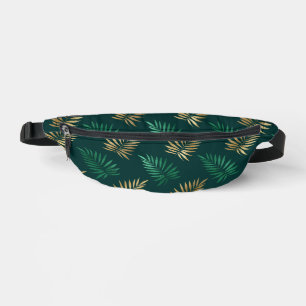Parties scintillant verte et or sur Feuilles tropi