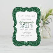 Parties scintillant verte Glam Sweet 16 Invitation (Debout devant)
