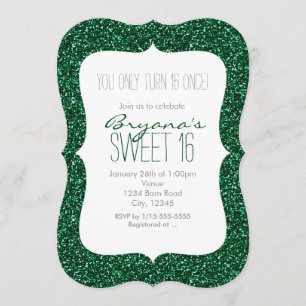 Parties scintillant verte Glam Sweet 16 Invitation