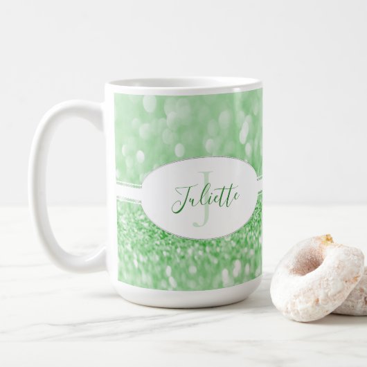 Parties scintillant verte Personnaliser la Mug de  (Avec donut)