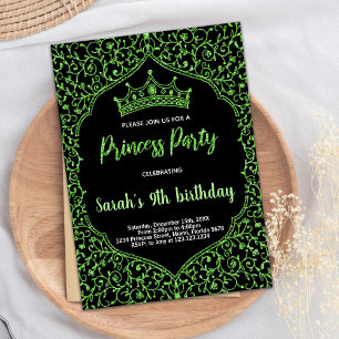Parties scintillant verte Princesse Invitations d'