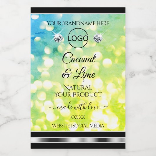 Parties scintillant verte turquoise Logo Étiquette (Étiquettes simples)