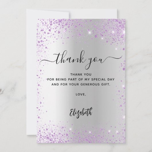 Parties scintillant violet argent scintille carte  (Devant)