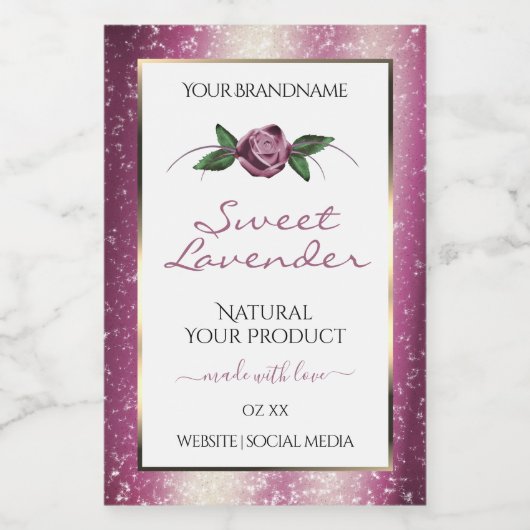 Parties scintillant violet blanc produit Étiquette (Étiquettes simples)