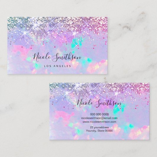 parties scintillant violet carte de visite opal (Devant / Derrière)