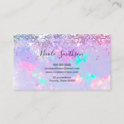 parties scintillant violet carte de visite opal (Dos)