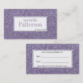 Parties scintillant violet Cartes de visite de nom (Devant / Derrière)