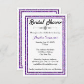 Parties scintillant violet - Invitation de douche (Devant / Derrière)