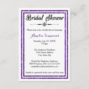 Parties scintillant violet - Invitation de douche