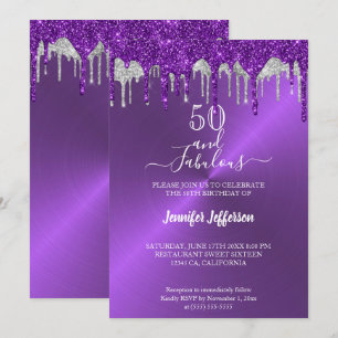 Parties scintillant violet métallique Invitation d