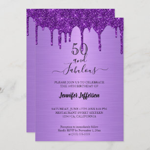 Parties scintillant violet métallique Invitation d